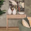 418020 Consola de diseño rústico nórdico 100 madera con detalle de ratán