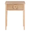 418021 Mesita de noche diseño nórdico vintage 48 madera con ratán
