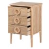 418022 Mesita de noche diseño nórdico vintage 45 madera con ratán