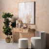 418026 Consola de diseño rústico nórdico 108 madera con detalle de ratán
