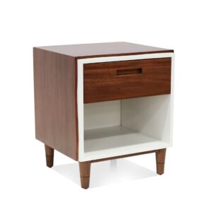 6110702 Mesita de noche de diseño colonial MOZART 45 madera de caoba natural con blanco