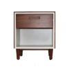 6110702 Mesita de noche de diseño colonial MOZART 45 madera de caoba natural con blanco