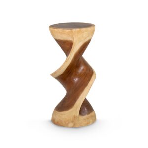 654003 Mesa auxiliar de diseño rústico HÉLICE 35 madera de suar formas onduladas