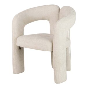 946004 Sillón de diseño moderno formas curvas y tapizado chenilla beige