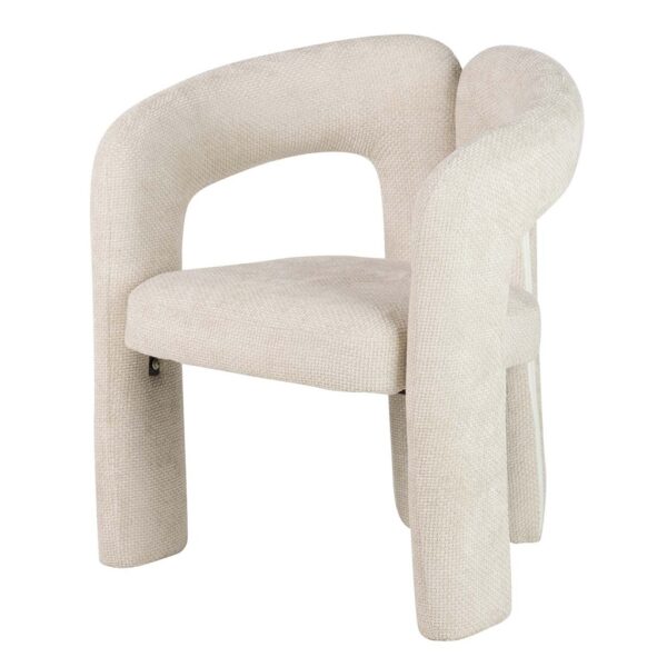 946004 Sillón de diseño moderno formas curvas y tapizado chenilla beige