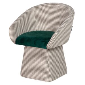 946014 Butaca giratoria diseño moderno SYLPH tapizado pata de gallo con terciopelo verde