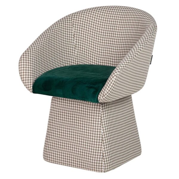 946014 Butaca giratoria diseño moderno SYLPH tapizado pata de gallo con terciopelo verde
