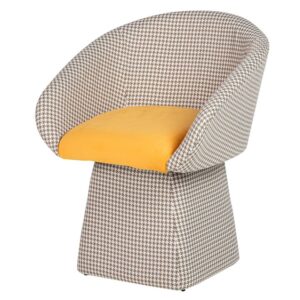 946015 Butaca giratoria diseño moderno SYLPH tapizado pata de gallo con terciopelo amarillo
