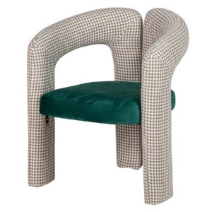 946017 Sillón de diseño moderno NOVA formas curvas y tapizado pata de gallo con terciopelo verde