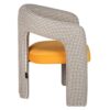 946018 Sillón de diseño moderno NOVA formas curvas y tapizado pata de gallo con terciopelo amarillo