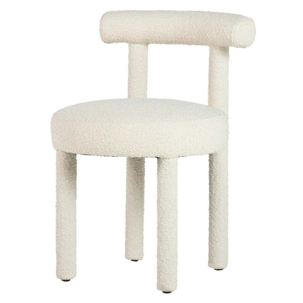 950002 Silla de diseño moderno tapizado bouclé blanco