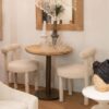 950002 Silla de diseño moderno tapizado bouclé blanco
