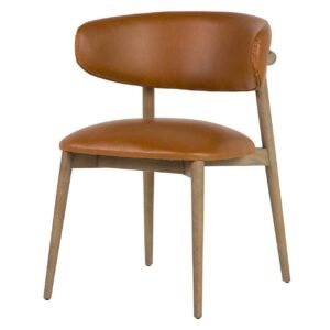 950009 Silla de diseño moderno madera de fresno y polipiel marrón