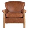 950010 Sillón butaca con reposabrazos de diseño vintage madera de fresno y polipiel marrón