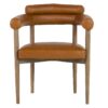 950014 Silla con reposabrazos de diseño moderno madera de fresno y polipiel marrón