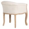 Butaca de diseño clásico madera y tapizado lino beige con capitoné
