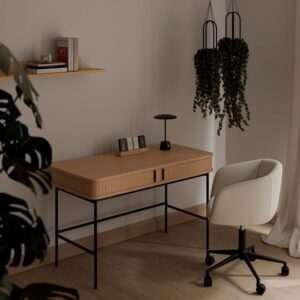 MB300714 Escritorio de diseño nórdico moderno CORNELL 120 madera de roble y metal