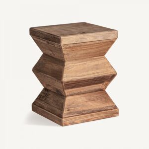 35880 Taburete bajo de diseño rústico BREIVE 42 madera reciclada de pino
