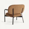36099 Sillón butaca de diseño moderno JESSIE metal y madera negros con tapizado marrón