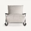 36102 Mecedora de diseño moderno ZWALM madera negro y tapizado beige jaspeado