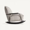 36102 Mecedora de diseño moderno ZWALM madera negro y tapizado beige jaspeado