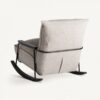 36102 Mecedora de diseño moderno ZWALM madera negro y tapizado beige jaspeado