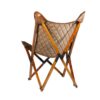 606100 Silla plegable diseño vintage CAMBRIDGE madera y piel costuras rombos