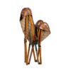 606100 Silla plegable diseño vintage CAMBRIDGE madera y piel costuras rombos