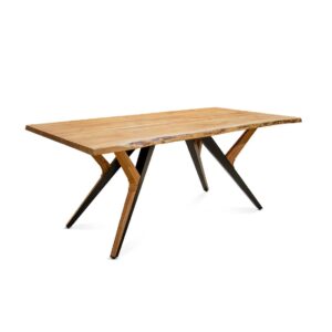 6071010 Mesa de comedor gran tamaño diseño rústico 200 madera de acacia y hierro