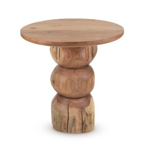 6080401 Mesa auxiliar de diseño rústico BARCELONA 50 madera de acacia natural