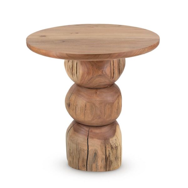 6080401 Mesa auxiliar de diseño rústico BARCELONA 50 madera de acacia natural