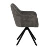 614611 Silla con reposabrazos de diseño moderno patas de hierro negro y tapizado gris oscuro