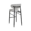 614630 Taburete alto de diseño moderno 75 acero negro y tapizado gris