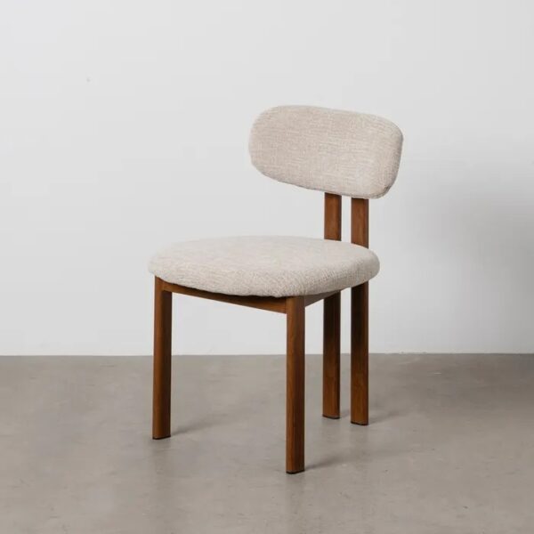 614631 Silla de diseño moderno acero acabado madera y tapizado beige