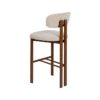 614632 Taburete alto de diseño moderno acero acabado madera y tapizado beige