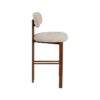 614632 Taburete alto de diseño moderno acero acabado madera y tapizado beige