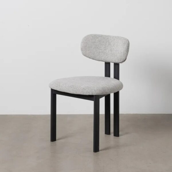 614633 Silla de diseño moderno acero negro y tapizado gris