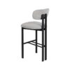 614634 Taburete alto de diseño moderno acero negro y tapizado gris