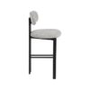 614634 Taburete alto de diseño moderno acero negro y tapizado gris