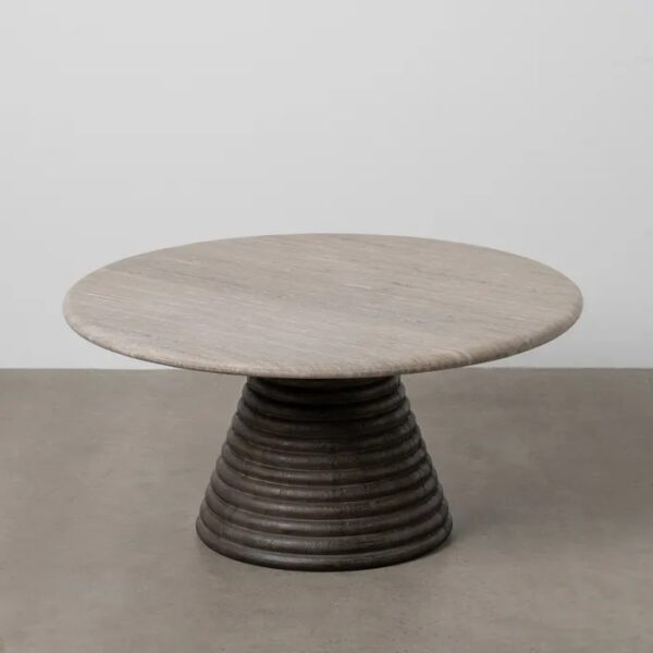 614753 Mesa de centro de diseño rústico moderno 90 madera y mármol tonos grises