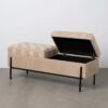 614797 Banco baúl de diseño moderno 121 hierro negro y tapizado beige con trenzado