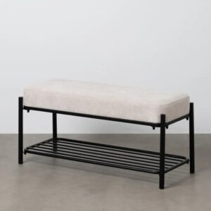 614799 Banco de diseño moderno 91 hierro negro y tapizado beige