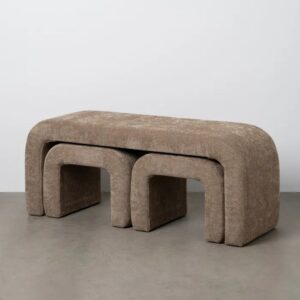 614801 Set de 3 bancos o pie de cama de diseño moderno 126 tapizado taupe