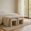 614802 Set de 3 bancos o pie de cama de diseño moderno 126 tapizado beige