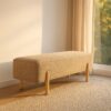 614803 Banco baúl de diseño nórdico 122 madera y tapizado taupe