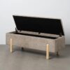614803 Banco baúl de diseño nórdico 122 madera y tapizado taupe