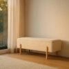 614804 Banco baúl de diseño nórdico 122 madera y tapizado crema