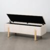 614804 Banco baúl de diseño nórdico 122 madera y tapizado crema