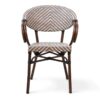950908-MOK Silla con reposabrazos de diseño vintage RODEN aluminio acabado madera y textil blanco y marrón