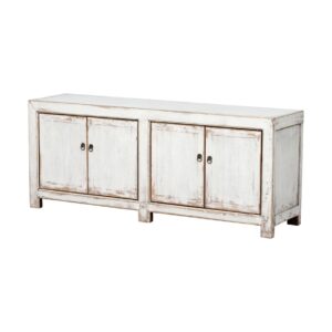 A759 Mueble de televisión de diseño oriental 160 madera de olmo blanco con desgastes